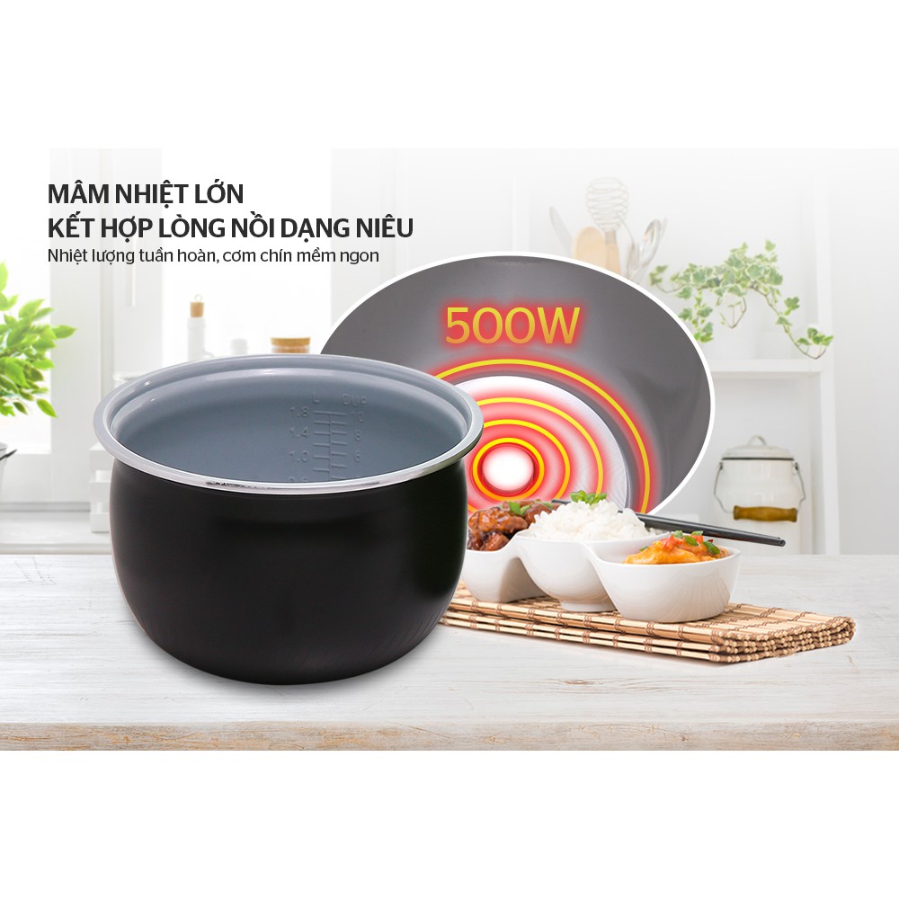 [Mã ELHADEV giảm 4% đơn 300K] Nồi cơm điện 1.2L SUNHOUSE MAMA SHD8265G Xanh Cốm