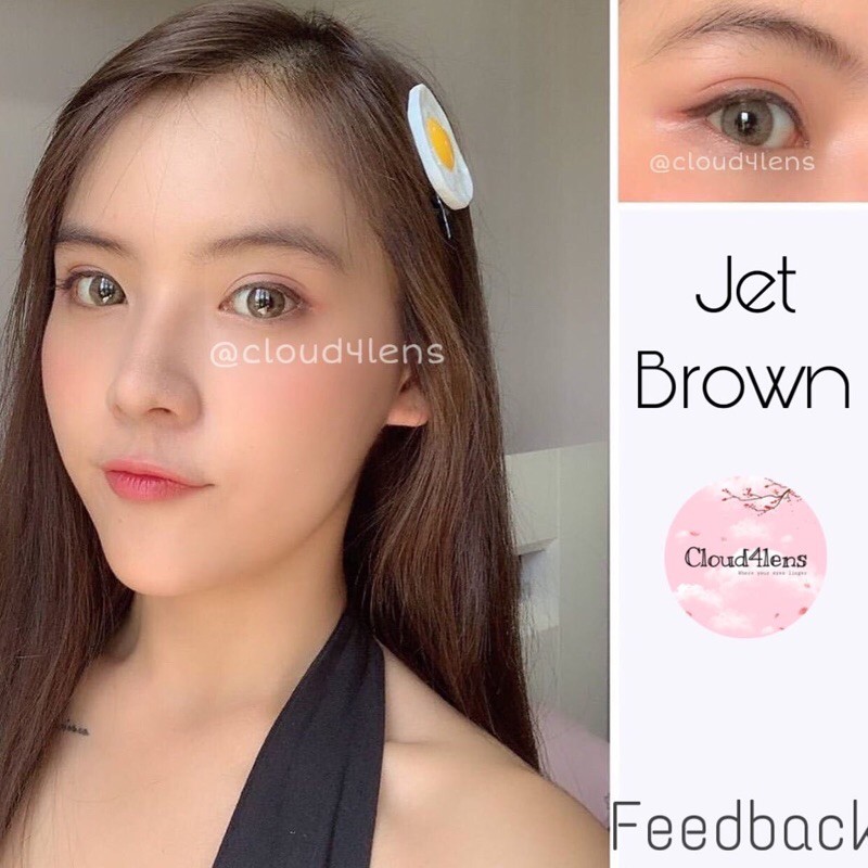 kính áp tròng NÂU KHÓI brown lens trơn viền tia nhẹ cận 0-6 độ Jet brown HSD 6 tháng