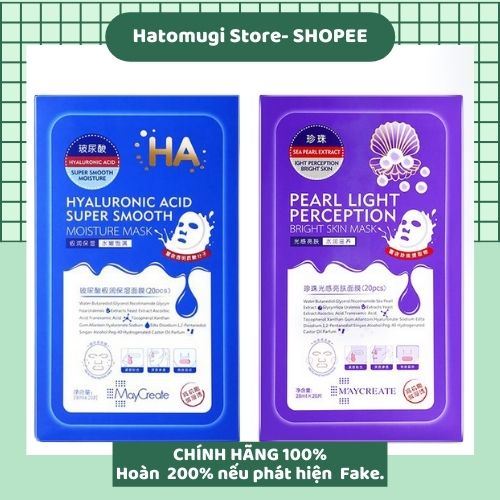 Mặt Nạ [Trắng da100%-Auth] Miếng Mặt Nạ HA MayCreate Xanh Hoặc Tím [Mask HA]