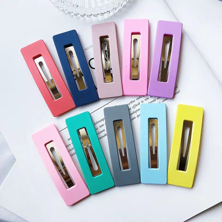 Kẹp tóc mái hình vuông nhiều màu sắc dễ thương phong cách Hàn Quốc cho nữ sinh