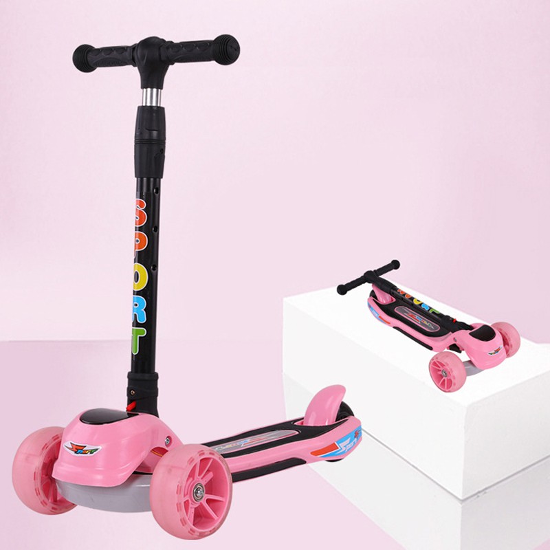 Cái mới Xe ròng rọc đứa trẻ Xe ba bánh Nhấp nháy Có thể gập lại Xe trượt scooter của an toàn cho trẻ em chịu lực 100kg