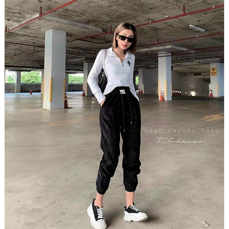Lenkapas - Quần baggy lỡ nhung tăm nhuyễn ba màu xinh