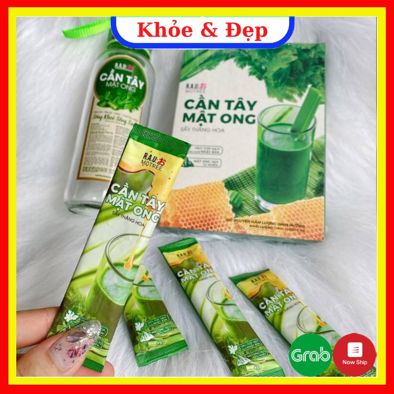 Bột cần tây mật ong 1 hộp 14 gói - Mua 3 hộp tặng 1 chai thủy tinh - Cần tây mật ong Motree