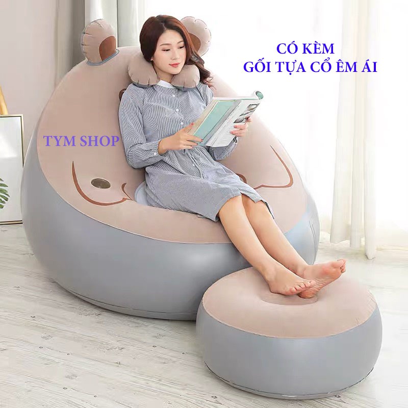 ( TẶNG BƠM ĐIỆN) ghế hơi ghế tựa lưng êm ái tặng 5 phụ kiện đi kèm ghế sofa có gối tựa cổ