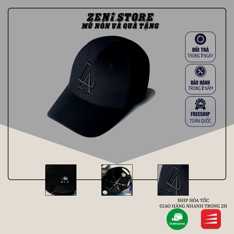 Mũ lưỡi trai, Nón kết xuất khẩu Zeni Store L.A đen thêu logo đen Siêu HOT Freeship, Full Hộp