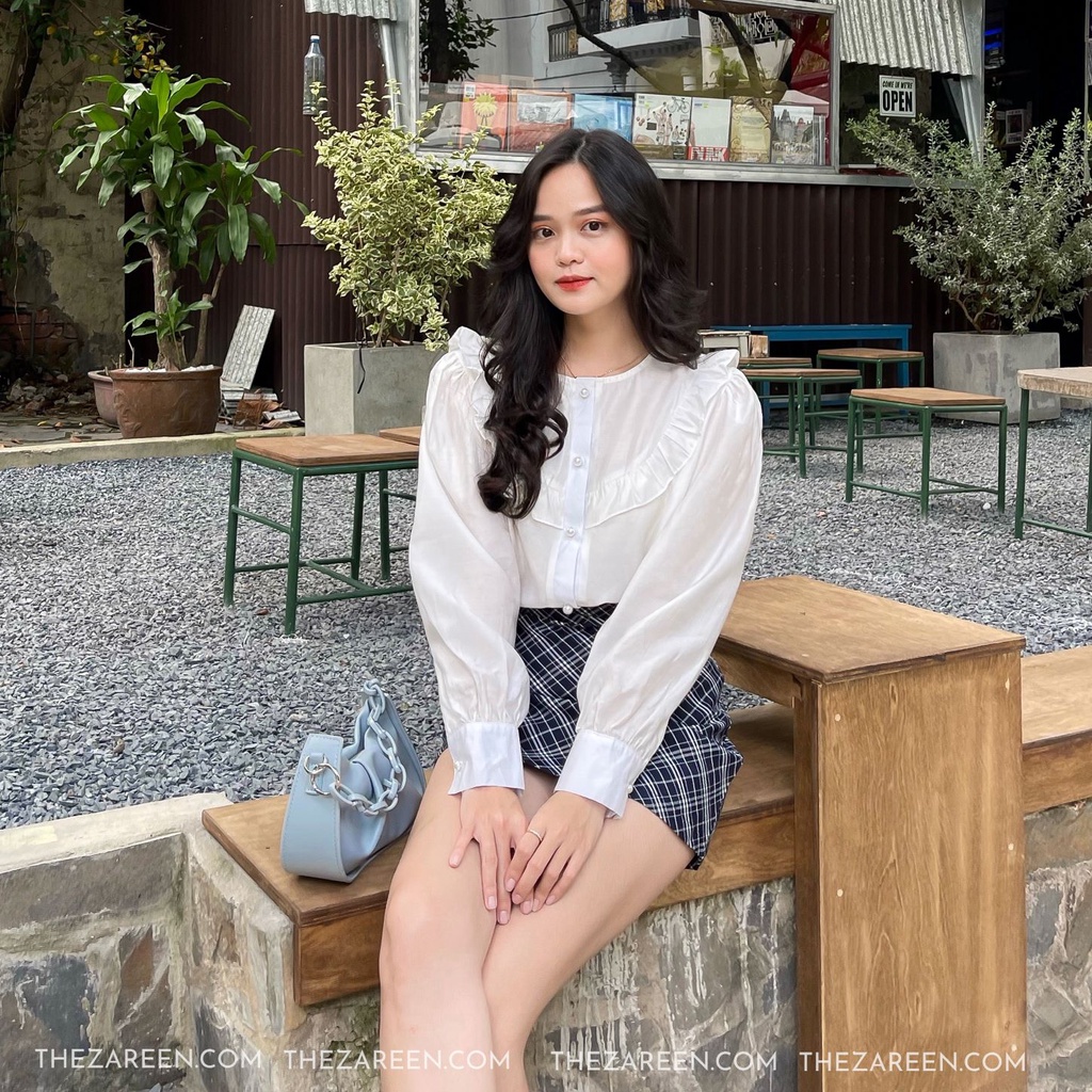 ÁO SƠ MI CỖ BÈO ZAREEN SOM51 TRẮNG