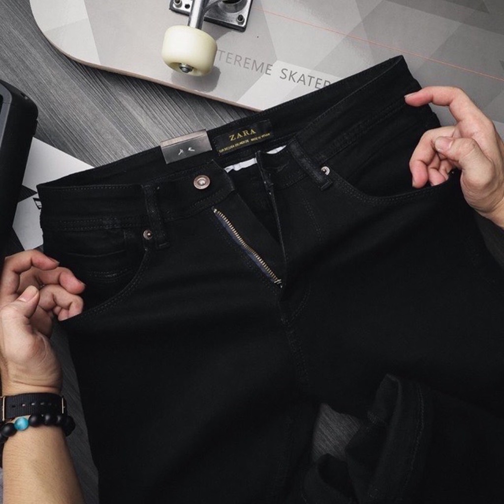 Quần jean nam đen rách gối vải xịn không xù không nhăn xuất khẩu cao cấp hàng shop