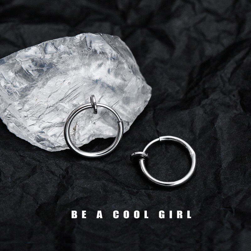 Khuyên Tai Thép Titan Không Xỏ Lỗ Phong Cách Hip Hop