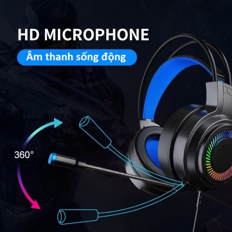 Tai nghe chơi game leo rank, có led, chùm tai, có mic đàm thoại