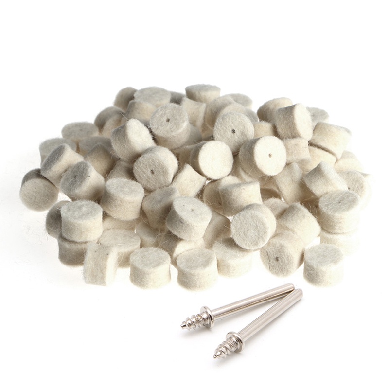 Bộ 100 Đệm Nỉ Đánh Bóng 13mm + 2 Trục Cho Máy Mài