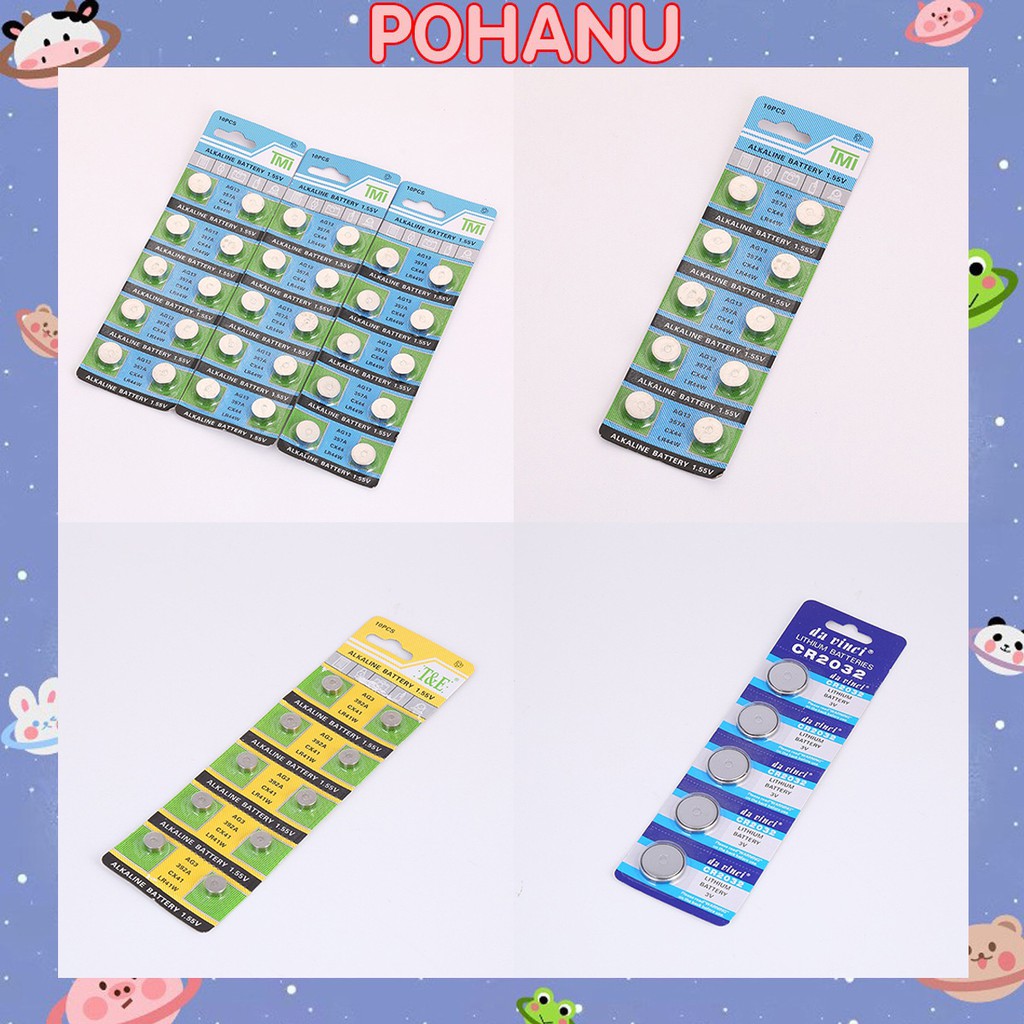 Pin cúc áo Pohanu pin điện tử đồng hồ LR44 AG13 LR41 AG3 CR2032 loại tốt 10 viên