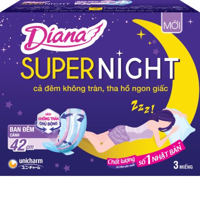 Băng vệ sinh siêu thấm Diana Super Night-Băng ban đêm 35cm 3 miếng