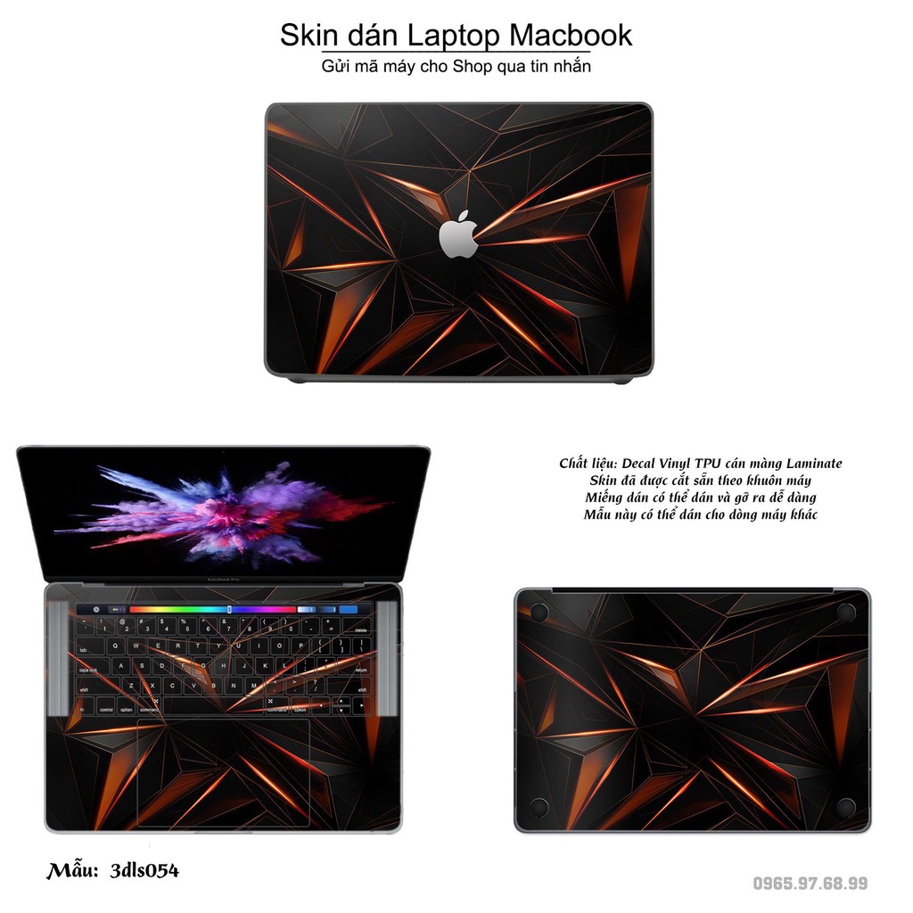 Skin dán Macbook mẫu 3Ds (đã cắt sẵn, inbox mã máy cho shop)