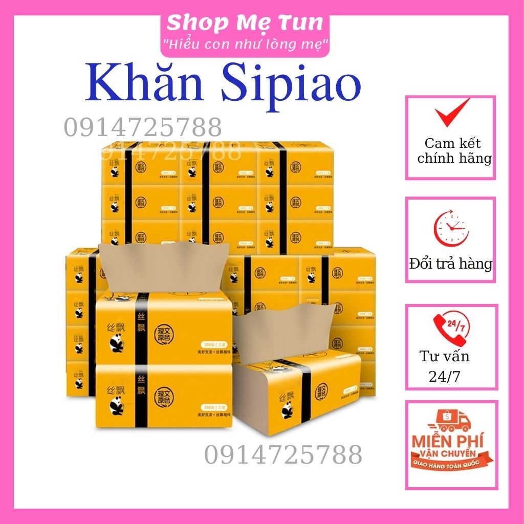 Giấy Ăn Gấu Trúc Sipiao Siêu Dai siêu dẻ lại xịn 300 tờ/Gói