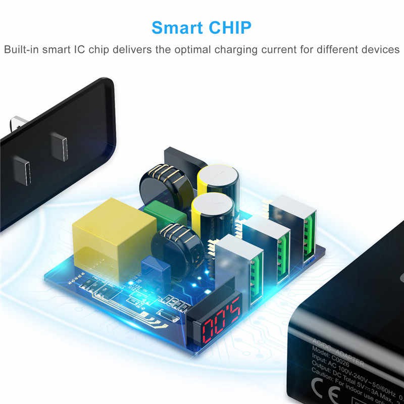 Cốc Sạc CHOETECH 3 Cổng USB 5V/3A Dành Cho Iphone Ipad Samsung