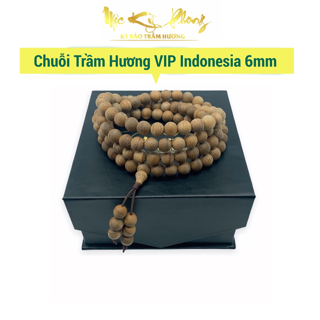 Vòng Tay Trầm Hương INDONESIA 6mm 108 Hạt MỘC KỲ PHONG Hàng Cao Cấp
