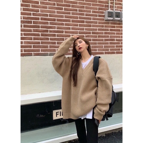 Áo sweater nữ tay dài dáng rộng phong cách Ulzzang Hàn Quốc  AL96