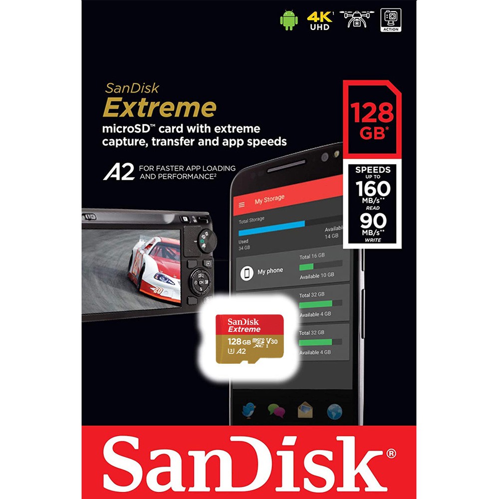 Thẻ Nhớ MicroSDXC SanDisk Extreme V30 A2 128GB 160MB/s SDSQXA1128GGN6MN