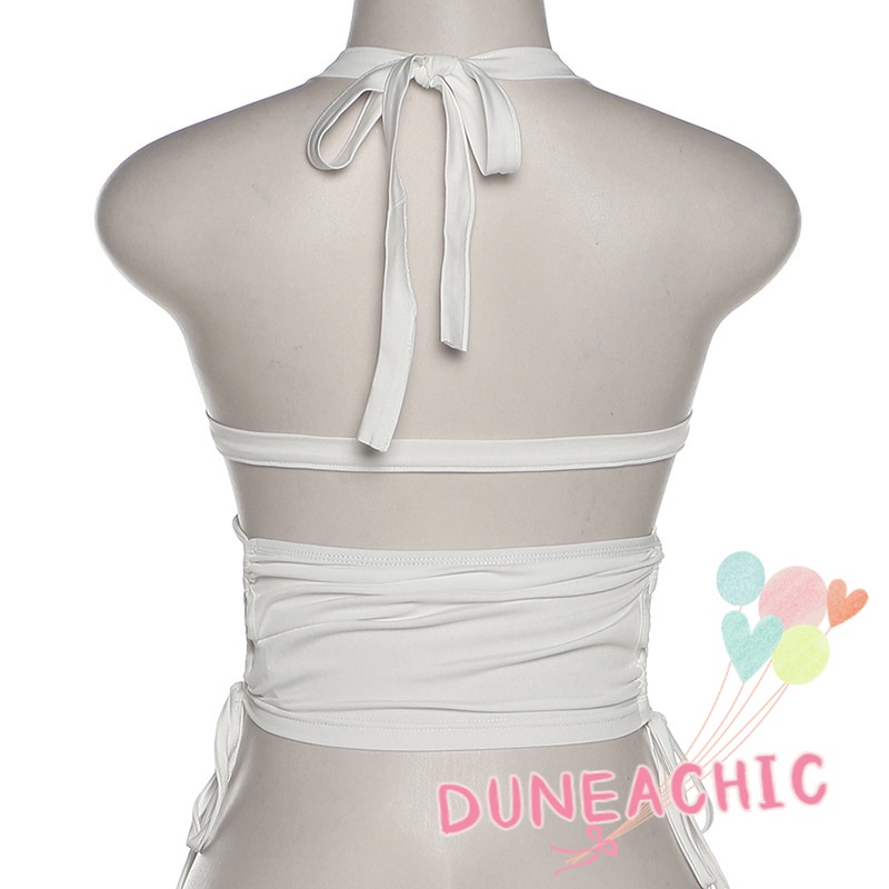 DUNEA Áo Tank Top Hở Lưng Cột Dây Gợi Cảm Phong Cách Đường Phố Cho Nữ