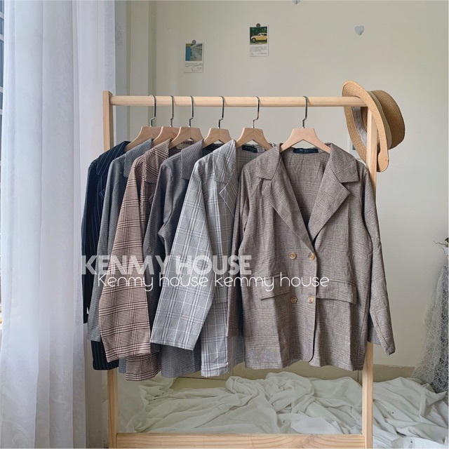 Áo blazer kẻ hàn quốc