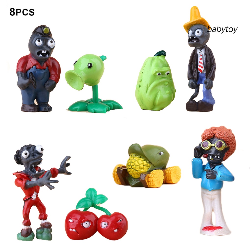 BA-8Pcs Model Toy Plant VS Zombies Design Simulation Collectible Desktop Decor Miniature for Kids