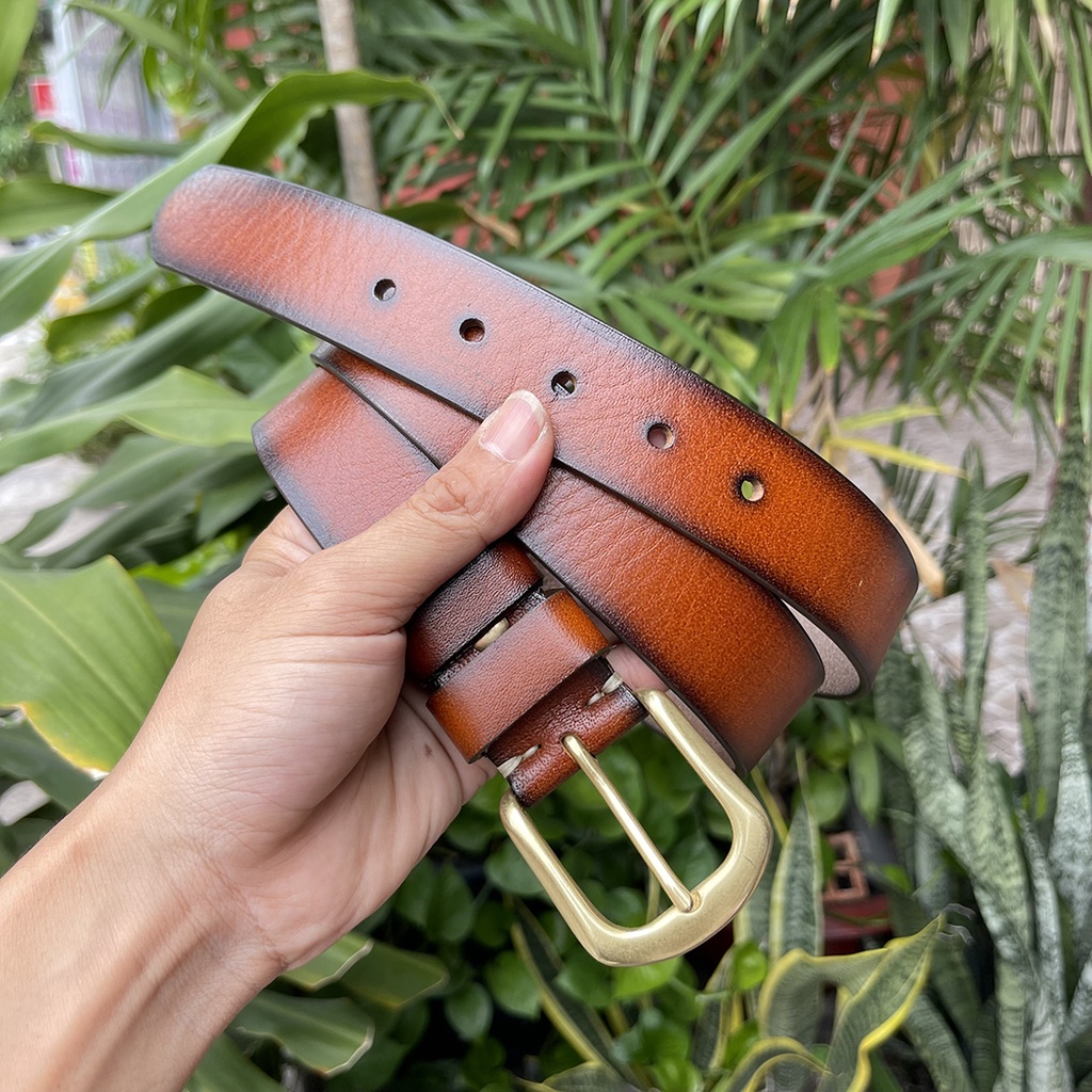 Thắt Lưng Nam Da Bò Nguyên Tắm Mặt Khoá Kim Đồng S831 Bản Rộng 3.4cm Ba Màu Đen, Nâu, Nâu Bò Bảo Hành 24 Tháng Full Hộp