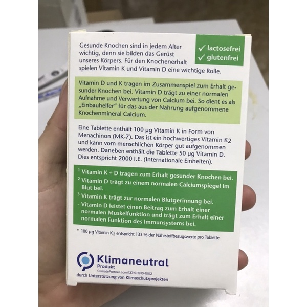 VIÊN UỐNG BỔ SUNG VITAMIN D3 +K2 2000i.e DOPPEL HERZ