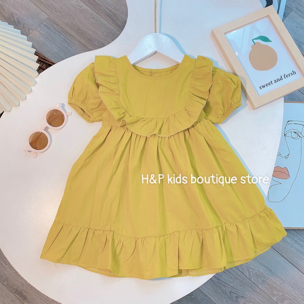 Váy Bé Gái Hml Thô Hàn Cổ Sen Cho Bé 1- 5 Tuổi, Đầm Cho Bé Gái Chất Mát  Mã A1