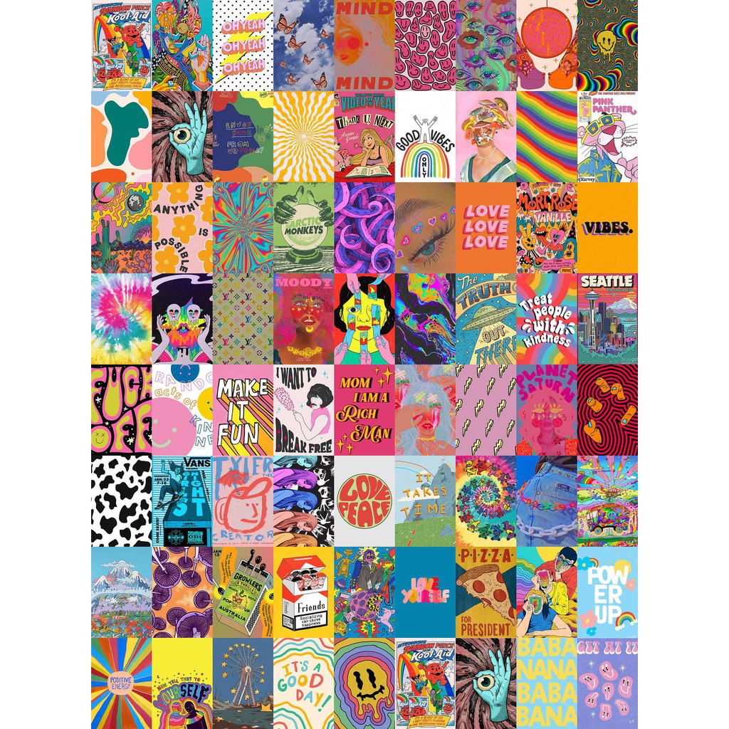 12 tấm Wall Collage keo sẵng dán tường trang trí phòng ngủ - theme INDIE KID
