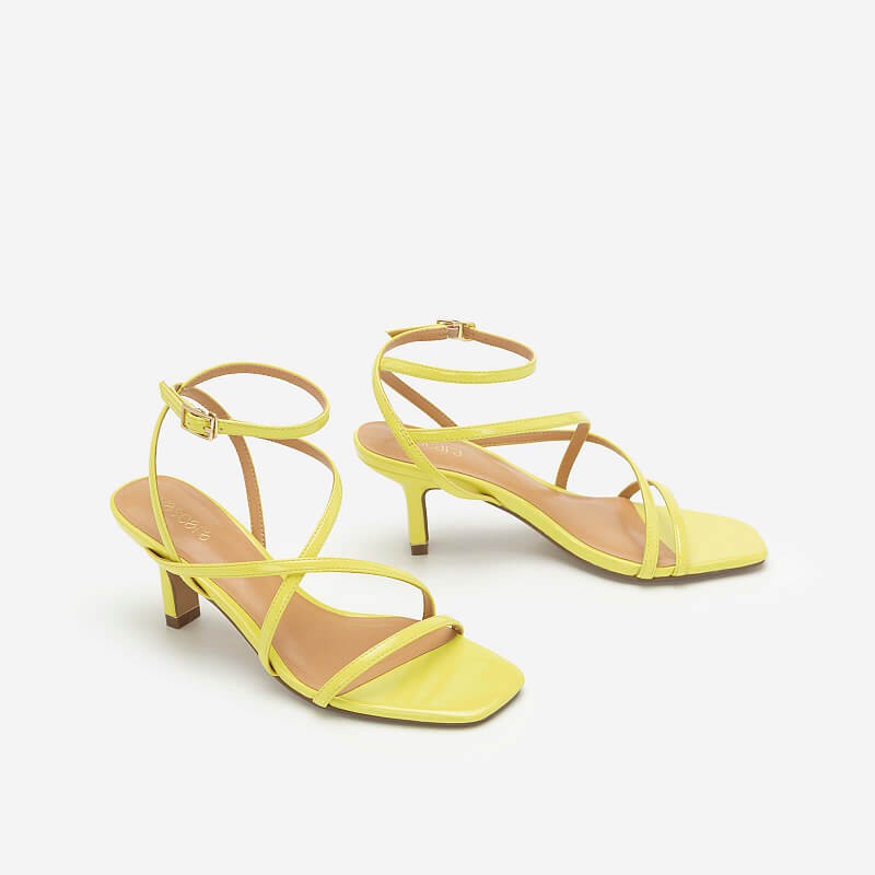 Vascara Giày Sandal Cao Gót Quai Mảnh SDN 0666 Màu Vàng Neon