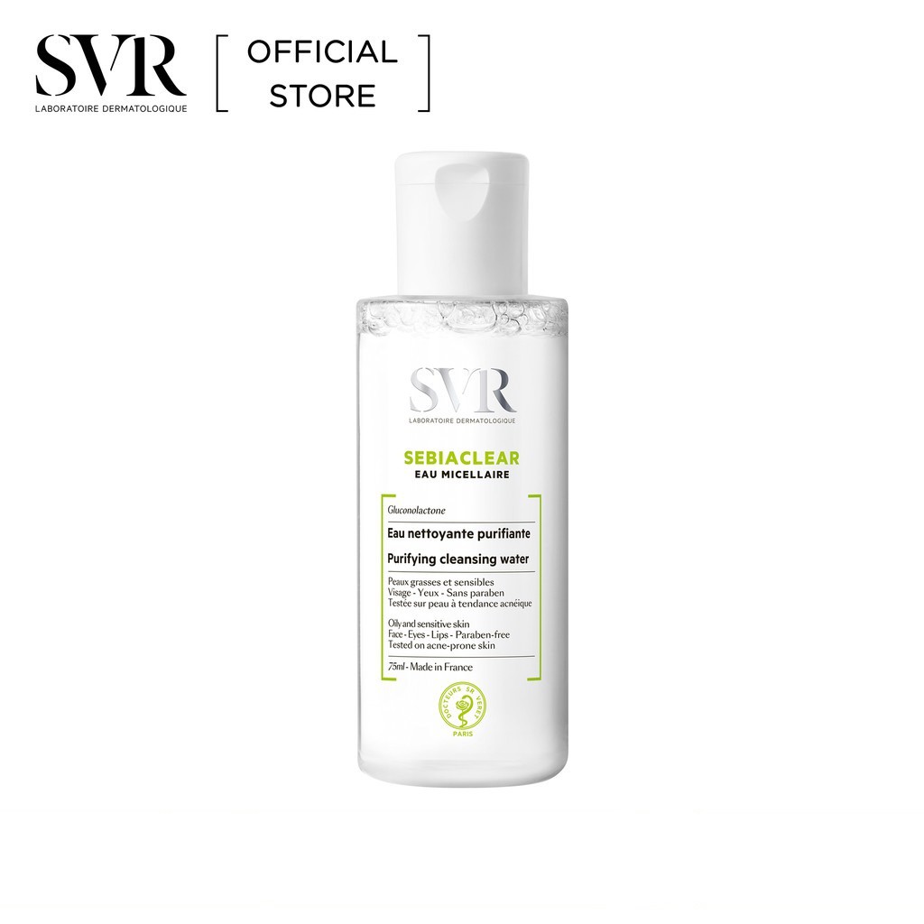 Bộ Đôi Gel Rửa Mặt SVR SEBIACLEAR Gel Moussant 55ml và Tẩy Trang SEBIACLEAR Eau Micellaire Cho Da Dầu Mụn 75ml