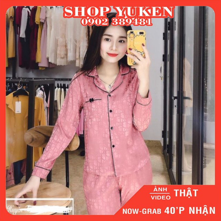 Bộ Pijama tay dài lụa gấm cao cấp, đồ bộ lụa tay dài