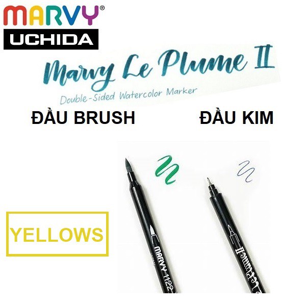 [Giá sỉ] [YELLOWS] Bút lông màu hai đầu chất lượng cao Marvy Le Plume II - 1122