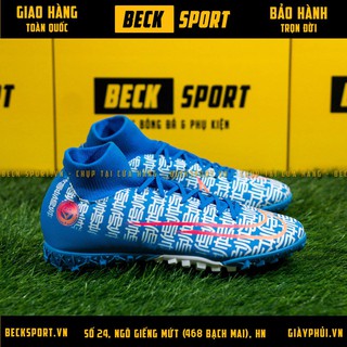 Giày Bóng Đá Mercurial 13 Superfly Academy CR7 Shuai Xanh Biển Cao Cổ TF