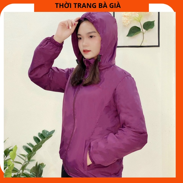 Áo Gió Nữ 2 Lớp Lót Lưới Cao Cấp Viền Thể Thao Siêu Nhẹ Cản Gió Cản Bụi Chống Nước Cho Các Bà Các Mẹ Trung Niên