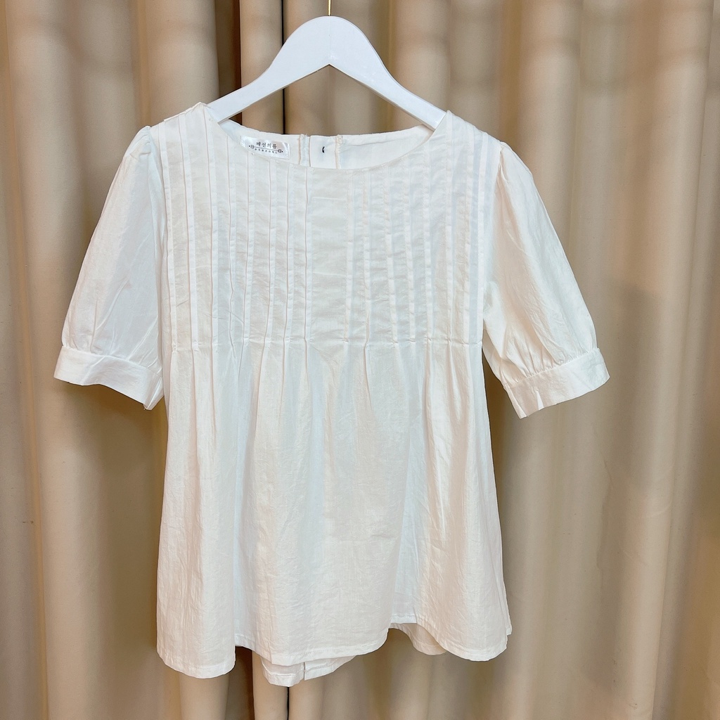 Áo baby doll tiểu thư cộc tay ly ngực khuy sau phong cách HQ