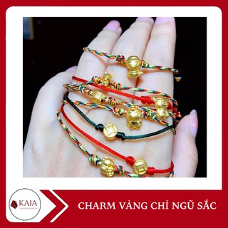 KAIA - Vòng tay chỉ ngũ sắc - Charm mèo thần tài mini - May mắn