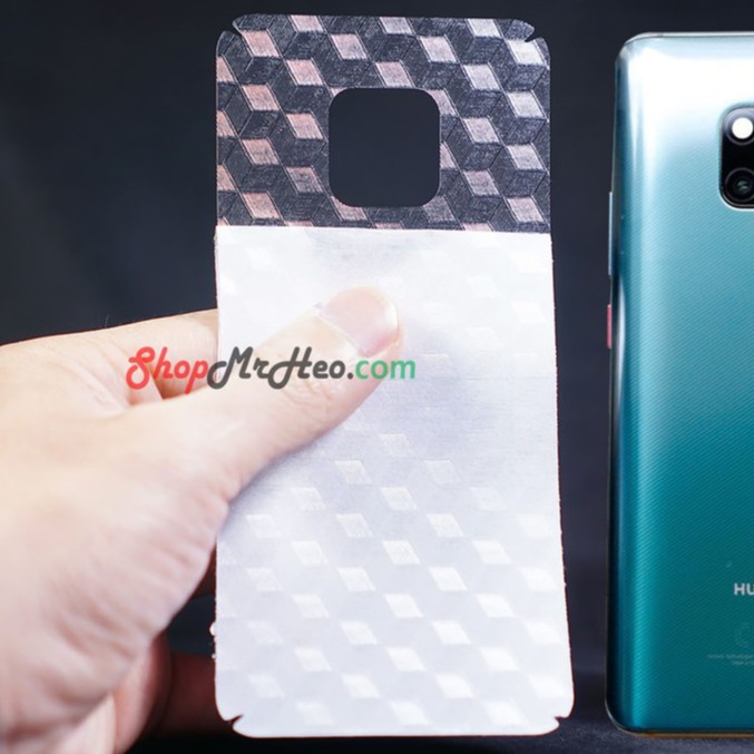 Skin Dán Mặt Lưng Vân 3D Huawei Mate 20 - Mate 20X - Mate 20 Pro - Carbon, Hình Hộp, Nhám, Vân Da