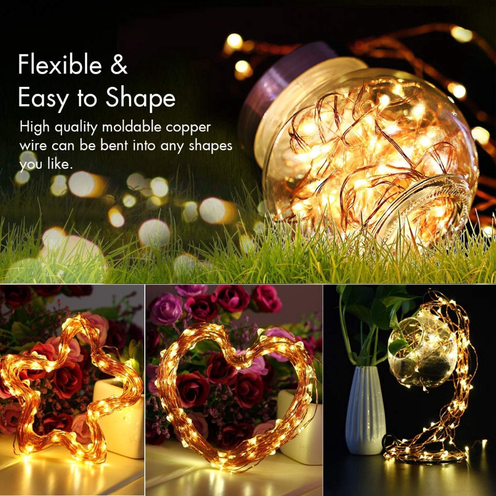 Dây đèn LED OSIDEN dài 2/ 5/ 10m sử dụng pin sạc để trang trí Giáng sinh