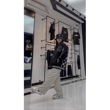 Áo khoác bomber nam nữ nỉ oversize nam nữ áo bóng chày CARO  form rộng unisex - Gin Store