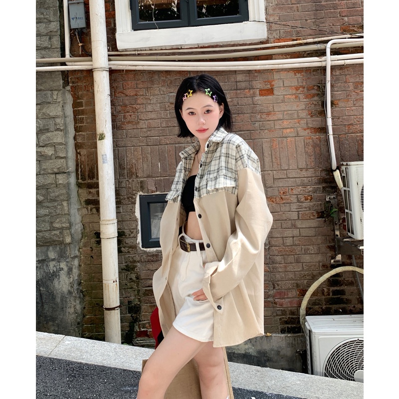 Áo Sơ Mi Nữ Dài Tay Dáng Rộng Phong Cách retro Hong Kong Mới