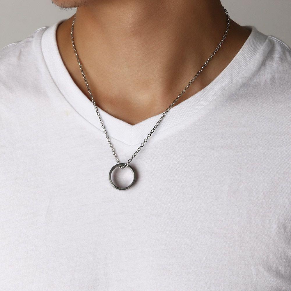 Vòng cổ Mặt Nhẫn Đôi Khắc Chữ DAD / MOM Thời Trang