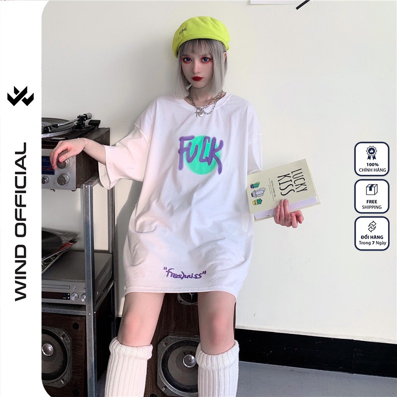 Áo thun tay lỡ WIND phông unisex dáng rộng BADFUCK nam nữ cotton ulzzang oversize
