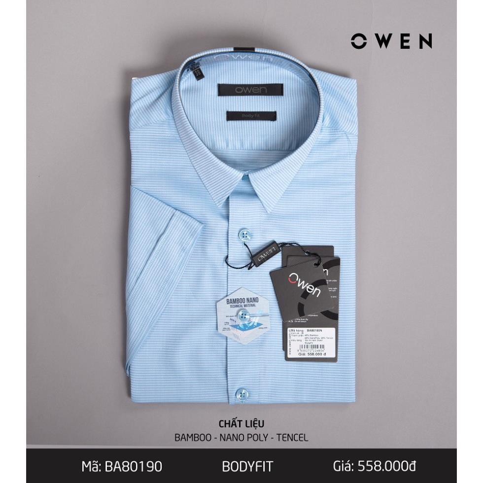 Sale Chính Hãng OWEN - Áo sơ mi ngắn tay Owen chất Nano không nhăn 80190 - Áo sơ mi nam hot 🌺 neww * ! %