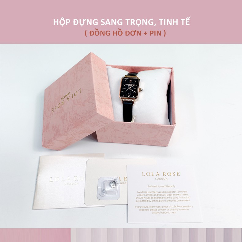 Đồng hồ nữ mặt vuông đồng hồ Lolarose thiết kế từ Anh đá bảo thạch galaxy cao cấp dây da mềm mại bảo hành 2 năm LR2150 | BigBuy360 - bigbuy360.vn
