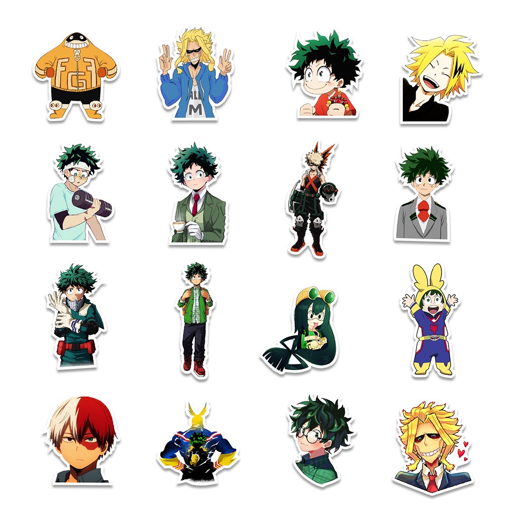 50 sticker cute chống nước dán mũ nón bảo hiểm MẪU My Hero Academia, vali 50 hình dán graffiti máy tính xách tay