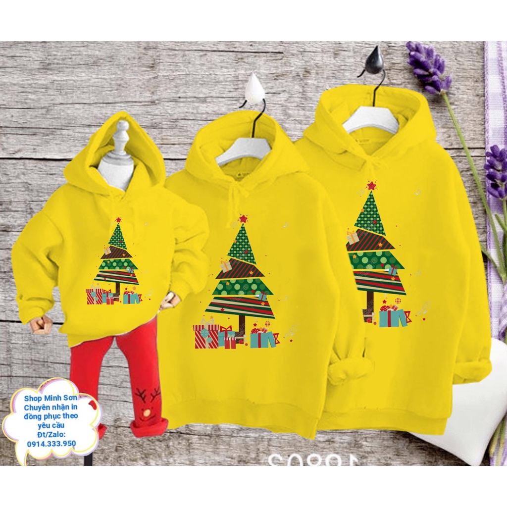 🍁💟🌴ÁO NỈ HOODIE CÂY THÔNG NOEL, NỈ MŨ GIA ĐÌNH, ÁO ĐÔI  LOẠI 1 ĐỦ MÀU ĐỦ SIZE