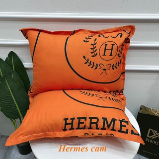 Vỏ gối Herme cam chất Poly Cotton màu sắc bắt mắt, giá siêu rẻ 45x65cm