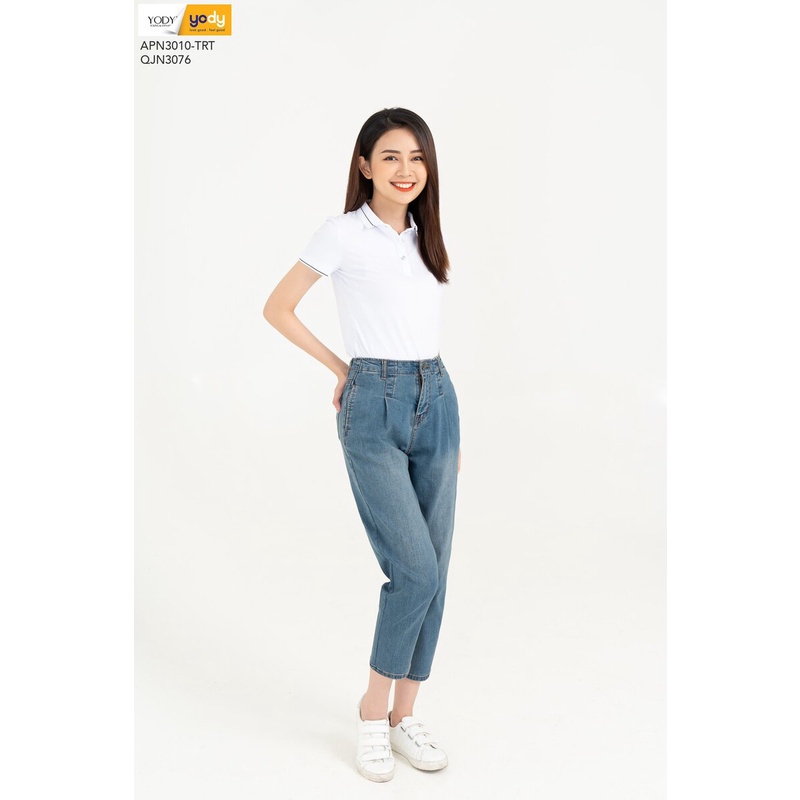 Quần jean nữ YODY phối khuy cạp vừa phong cách Ulzzang Hàn Quốc hai màu cực đẹp, quần jean ống Baggy co giãn QJN3076