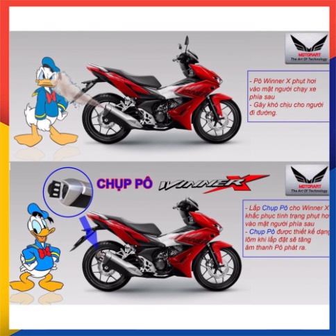 LẮP CHỤP PÔ WINNER X CHÍNH HÃNG MOTOR ART ( BẰNG THÉP)